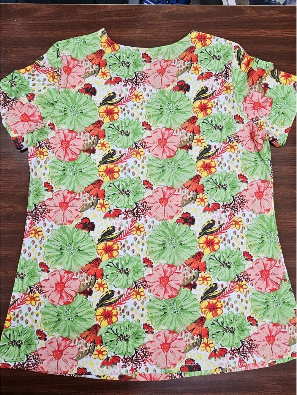 Anthony Richard's Women's XL Floral Blouse Short Sleeve Multicolor Spring Top